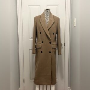 Massimo Dutti Double-Breasted Camel Wool Coat